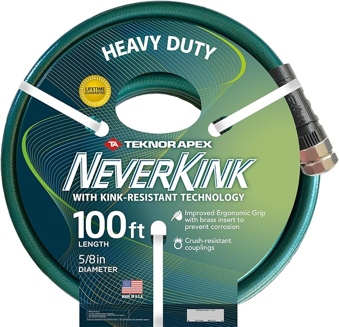 Teknor Apex 1094716 NeverKink 8617-100, Heavy Duty Garden Hose, 5/8-Inch by 100-Feet