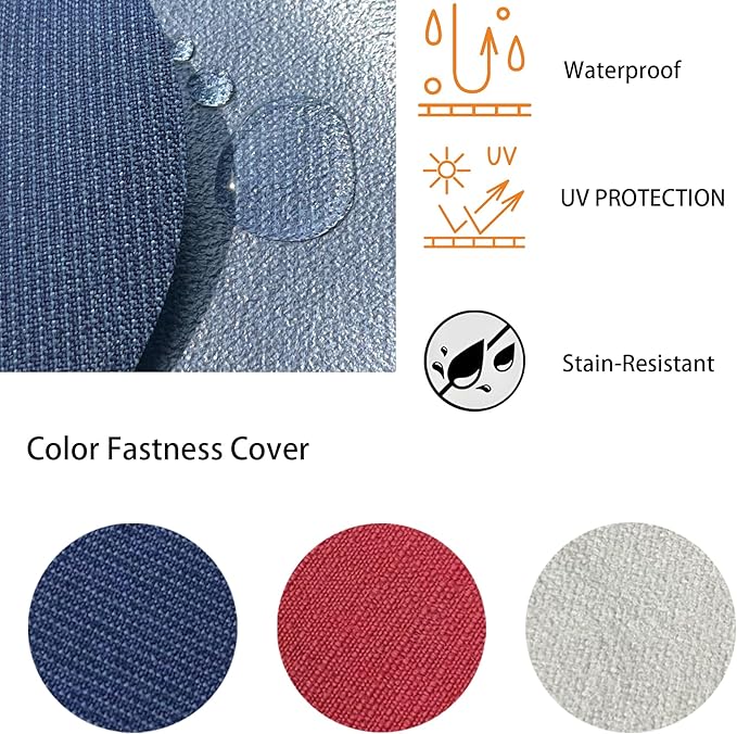 Goodgoods 19"x19" Outdoor Universal Cushion Set of 1 Water-Proof Stain-Resistant UV Resistant Weather Resistant High Resilience Foam Patio Cushions with Handles & Ties Navy Blue