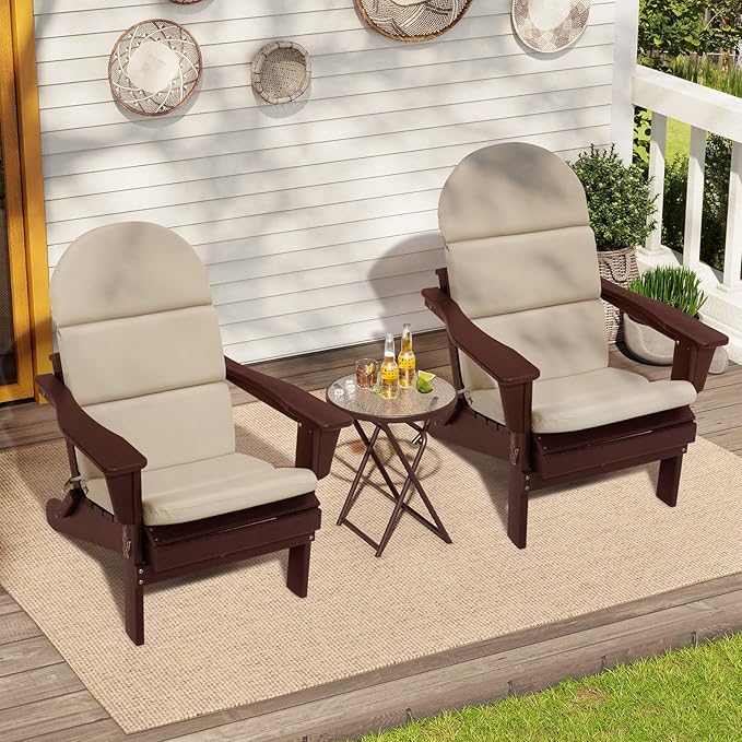 Crestlive Sunbrella Adirondack Chair Cushion Set of 2, 50 x 19.6 inch, Water Repellent, Fade Resistant, High Back Outdoor Chair Cushion for Patio, Canvas Antique Beige