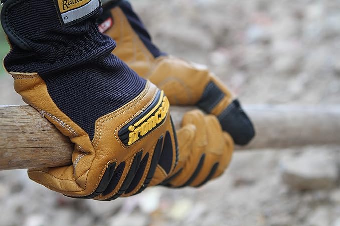 Ironclad Ranchworx Work Gloves RWG2, Premier Leather Work Glove, Performance Fit, Durable, Machine Washable, (1 Pair), RWG2-07-XXXL, Tan/Black