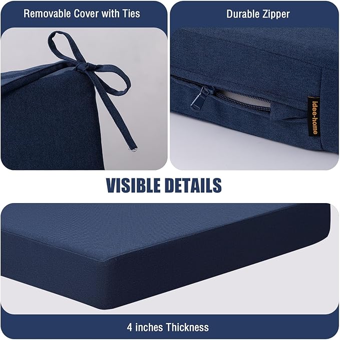 idee-home Outdoor Cushions for Patio Furniture, Outdoor Seat Cushion, Waterproof Couch Hampton Bay Deep Seat Replacement Chair Cushions for Garden Lawn Backyard Deck, 28.5 x 28.5