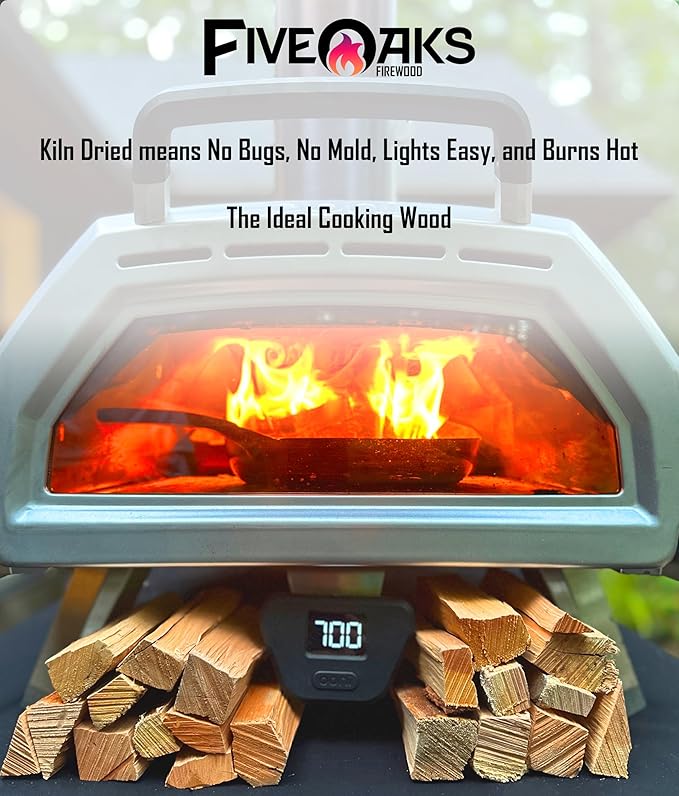 Kiln Dried Oak Pizza Oven Wood, Mini 5 Inch Cooking Wood for Ooni, Gozney, Bertello Pizza Ovens, Solo Stove & More - Approx 14lbs Product of USA (1,000 Cubic Inches)