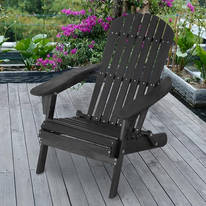 FDW Folding Adirondack Chair, All Weather Patio Chair Outdoor Fire Pit Chair for Patio Lawn Garden Backyard Deck Pool Beach