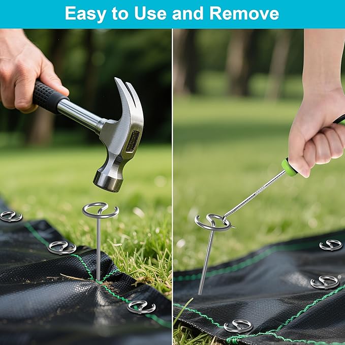 50 pcs Landscape Fabric Stake, 6-inch Galvanized Round Head Landscape Nail Steel Anti Bending Weed Barrier Stake, Used for Plant Cover, Lawn, Fence, and Ground Garden Stake