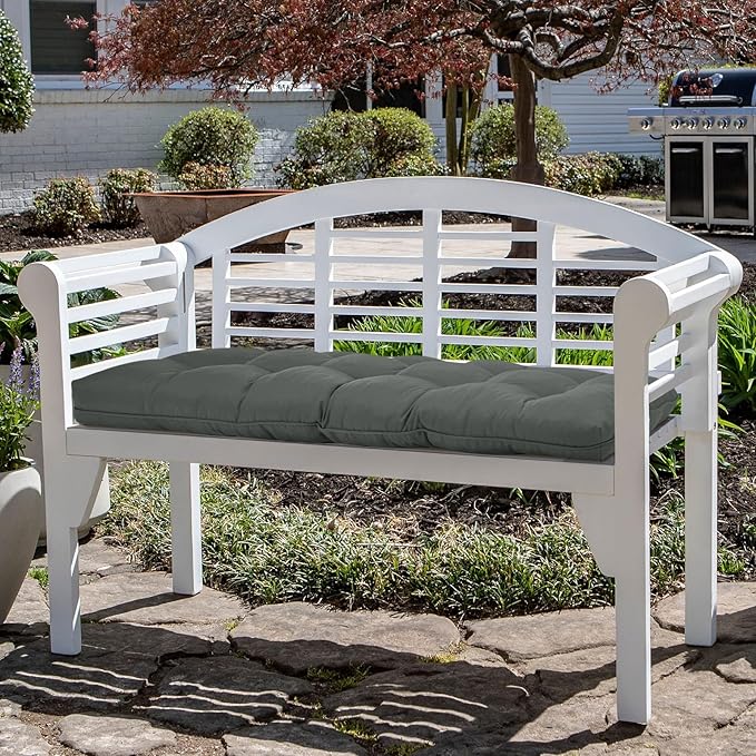 Tufted Bench Cushions for Outdoor Furniture, 44" x 19" Porch Swing Cushions Filled with Foam, Overstuffed Patio Cushions for Bench Loveseat with 2-3 Seats,Thick and Water Resistant, Grey