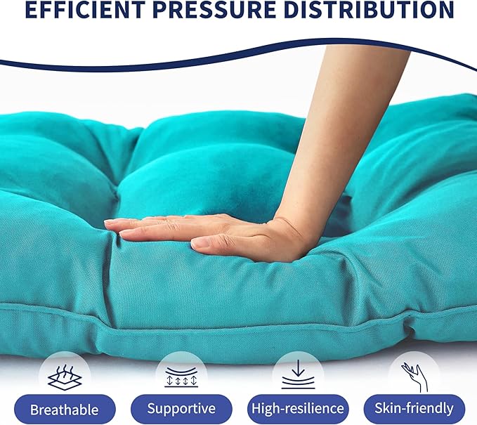 Outdoor Bench Cushion, 59x18x5 Inch, Waterproof Bench Cushion for Outdoor/Indoor Furniture, Tufted Patio Bench Seat Cushion, Fade Resistant Outdoor Cushions for Porch Swing Couch, Teal Blue