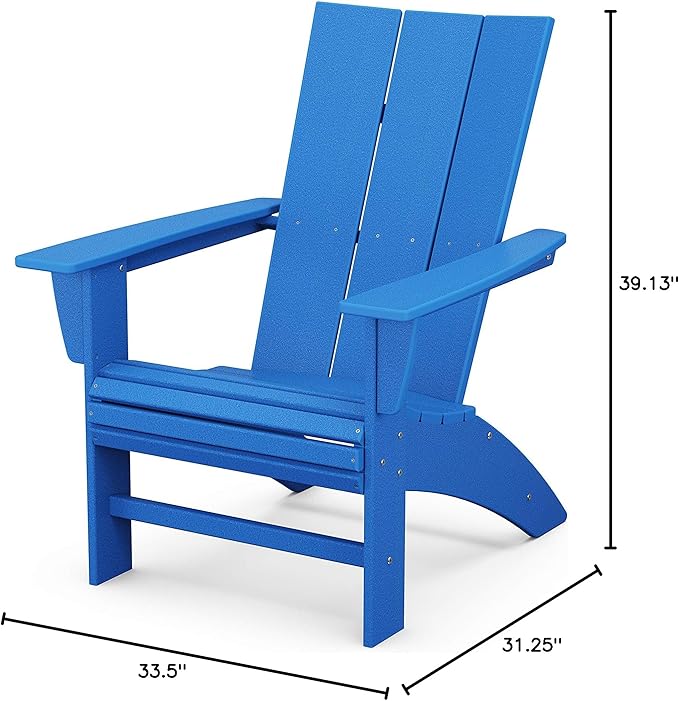 POLYWOOD Modern Curveback Adirondack Chair - All Weather Adirondack Chairs, Lounge Outdoor Chairs, Adirondack Chair Wood Look, Durable Plastic