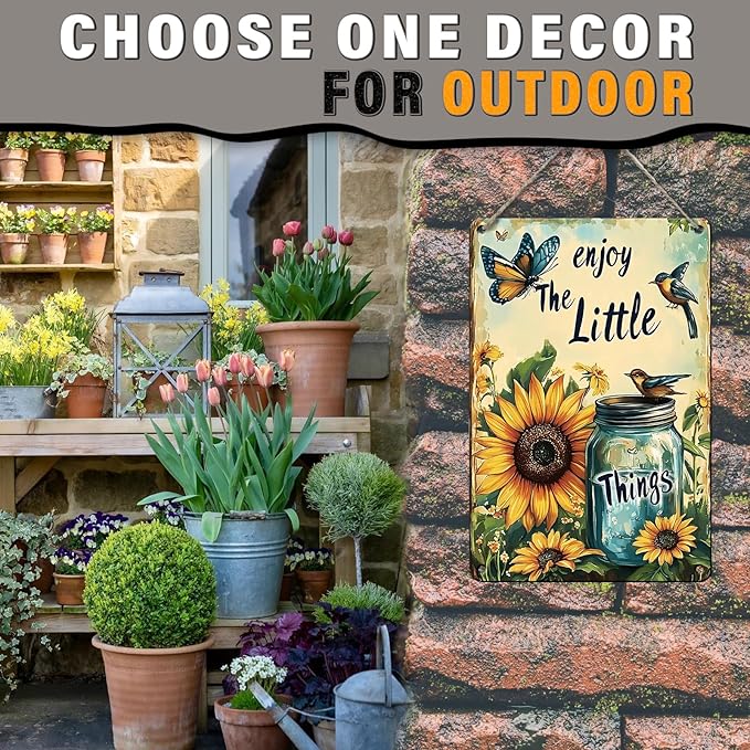 Flowers Vintage Tin Sig Flowers Metal Tin Sig Retro Sign for Home Bar Office Outdoor Wall Decor 12x16inch