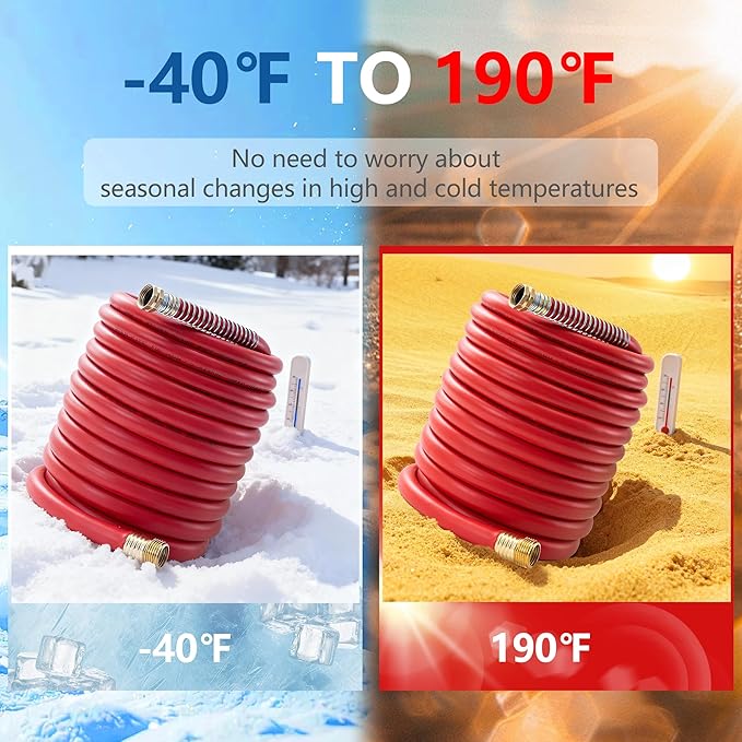 5/8" Garden Hose 30ft, -40℉ To 190℉ Hot/Cold, Heavy Duty,Flexible, 300psi Working, 1000psi Burst, 3/4" Brass Fittings with Hose Protector Coil Spring for Outdoor,Yard, Farm
