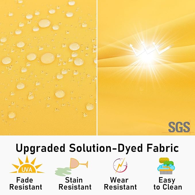 Topotdor Outdoor Chair Cushions Set of 4, 19"x19"x3" Waterproof Patio Chair Cushions for Outdoor Furniture, Round Corner Outdoor Seat Cushions Color Fastness Chair Pads with Ties, Yellow