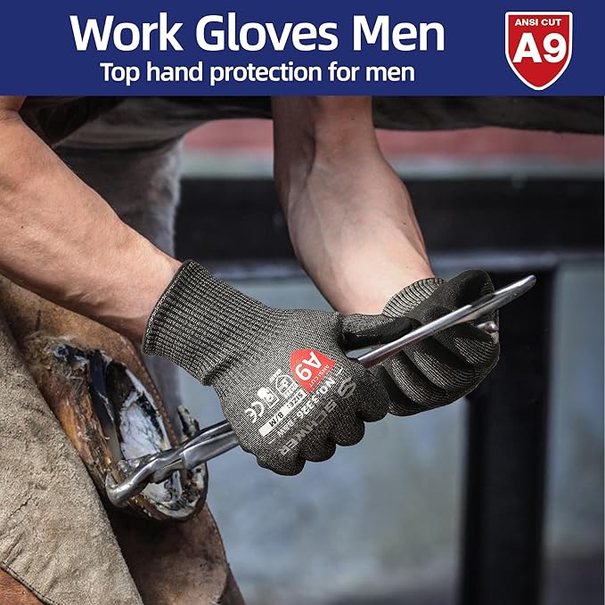 Schwer ProGuard Highest Level Cut Resistant Work Gloves PR3326 for Extreme Protection，ANSI A9 Cut Gloves with Reinforced Thumb, Non Slip, Non PFAS, Durable, Touch-screen, Black 1 Pair（XXL）