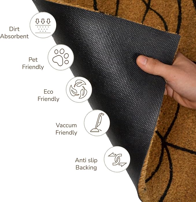 Decorative Halloween Welcome Mat, Spider Web, Natural Coco Coir Mats with Non-Slip PVC Backing, Indoor Outdoor Mats for Home & Office, Floor Mats for Door Decor, 30"x17"