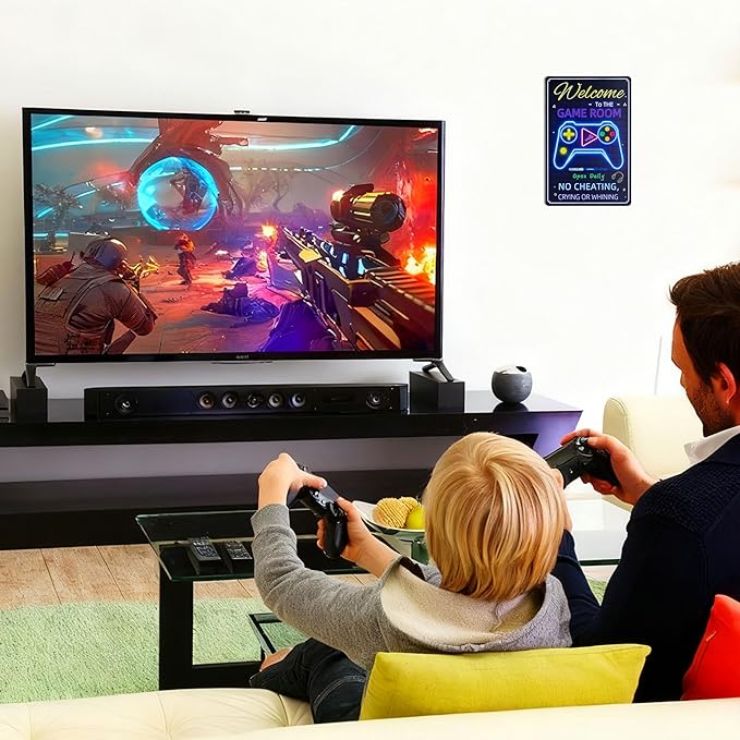 WELCOME TO THE GAME ROOM Sign Decorative Signs Chic Metal Signs for Indoor Game Hall Room Wall Gifts for Boys and Teens Cool Gaming Decor and Accessories (Color08)