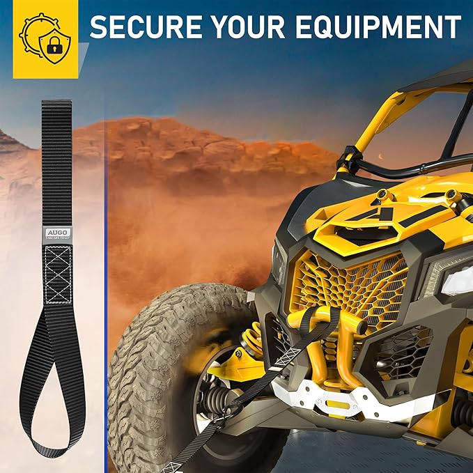 AUGO Heavy Duty Soft Loops –Pack of 6-1.5” x 17” Tie Down Anchor Straps for Use w/Ratchet Strap Hooks – 3000Lb Load Capacity & 10,000Lb Break Strength – Great for Motorcycle, Bike, Roof Rack, Etc.