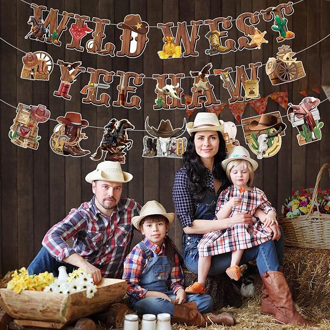 Western Party Decorations West Cowboy Banners Decorations Party Supplies Birthday Decor Decoration for Women Men Baby Shower The West Cow Boys Girls Cowgirl Rodeo