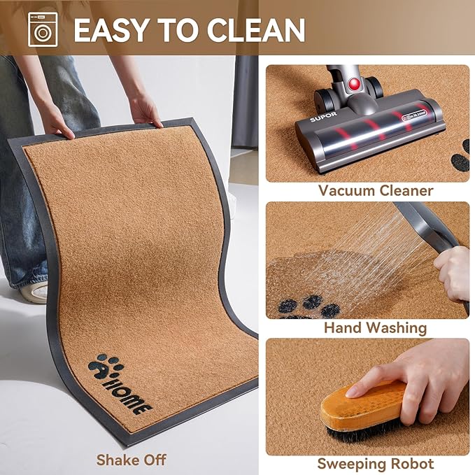 Dirt Trapping Outdoor Welcome Mats, 17x30 Durable Non-Slip Door Mat Outside Entrance, Low Profile Easy Clean Doormat for Patio Porch Front Indoor Entryway, Brown