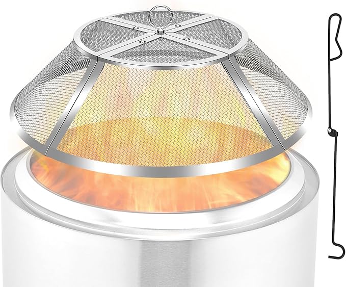 Fire Pit Shield for Solo Stove Ranger 15 Inch,Stainless Steel Spark Screen for Solo Ranger,Fire Pits Mesh Protector Cover Top Sparks Guard Outdoor Heavy Duty for Hot Embers-Silver