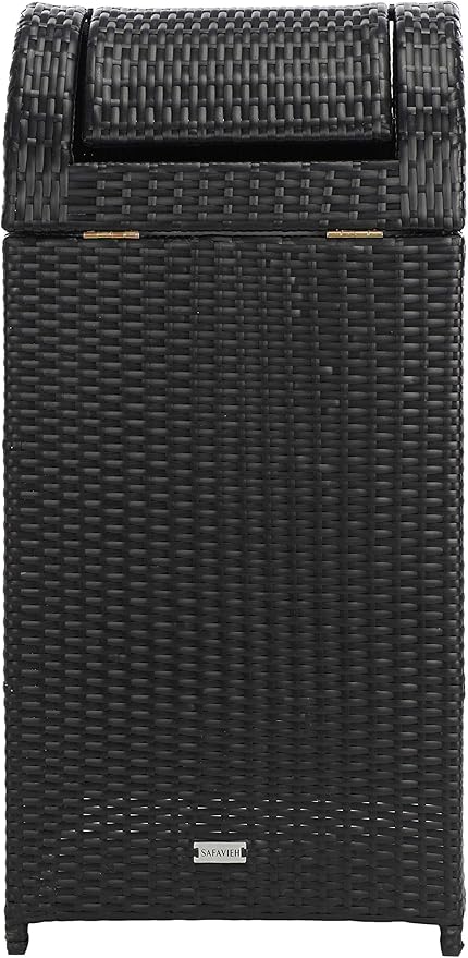 Safavieh Outdoor Collection Serapis Black Wicker Trash Bin