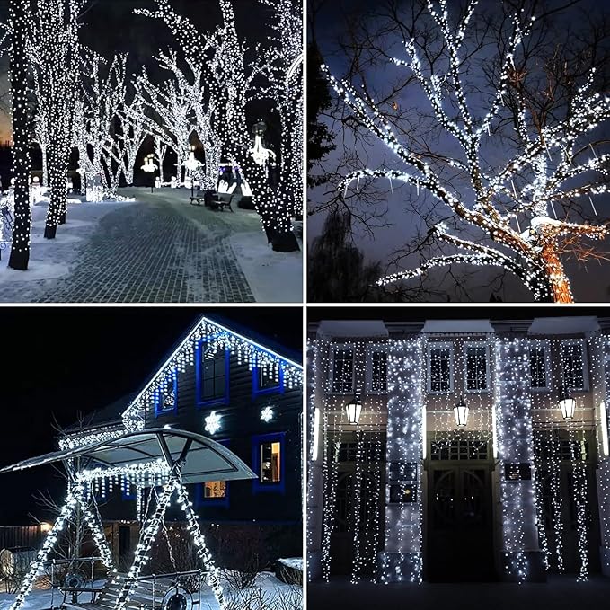 Dailyart Solar String Lights Outdoor, 2 Pack 240 Led Solar Fairy Lights for Outside Waterproof 170ft Cool White Solar Lights 8 Lighting Mode Solar String Lights for Outside,Garden,Courtyards,Trees