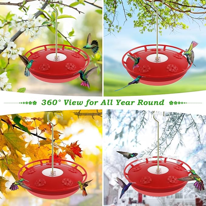 FEED GARDEN 16 OZ Hummingbird Feeders for Outdoor 5 Feeder Ports Ant Bee Proof Leak-Proof Cleaning Brushes Nectar Easy Clean Fill Bird Feeder 1 Pack