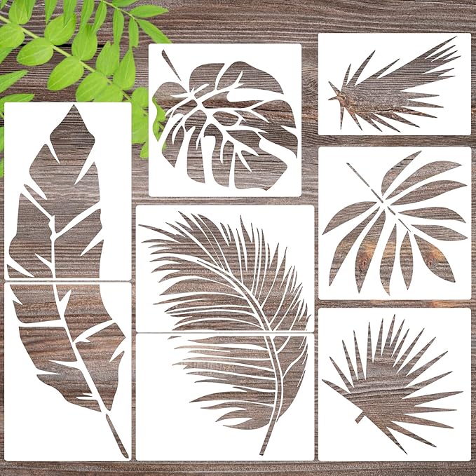 Large Leaf Stencils for Painting on Walls Fern Palm Stencil Tropical Leaves Wall Stencils for Crafts Furniture Wood Fabrics