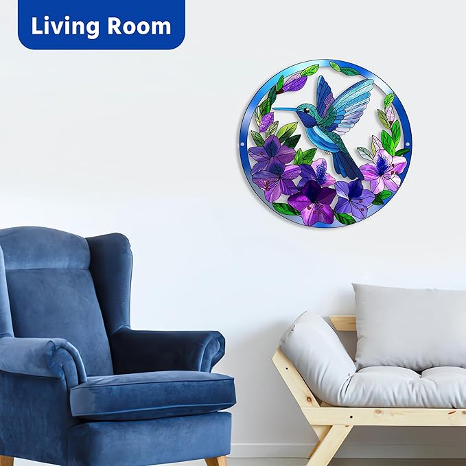 Metal Hummingbird Wall Art Decor- Outdoor Wall Art for Patio, Garden and Fence Decorations, Bird Wall Silhouette Indoor and Outdoor Hanging