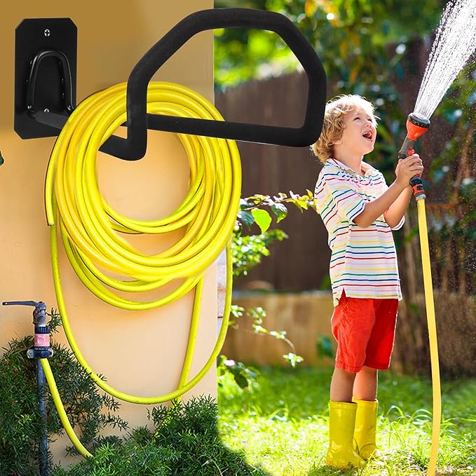 Heavy Duty Hose Hanger Wall Mount Water Hose Holders for Outside, Sturdy Hose Stand for Garden Hose Storage and Extension Cords