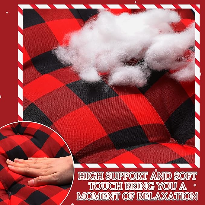 Barydat 3 Pack Wicker Furniture Cushions Waterproof Outdoor/Indoor Tufted Wicker Chair Cushions 1 Loveseat and 2 U-Shape Rattan Chairs for Patio Furniture, Rattan Love Seat, Bench(Red Plaid)