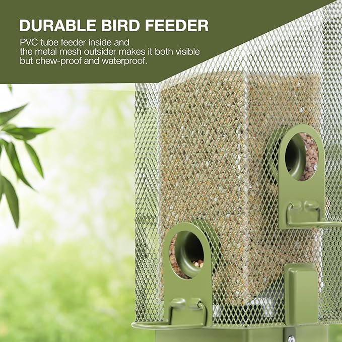 Bird Feeders for Outdoors Squirrel Proof with Weight Activated Perches, Metal Mesh Bird Feeder Hanging Wild Bird Feeder,2.2lbs Seed Capacity for Finch Cardinal Chickadee Sparrow...