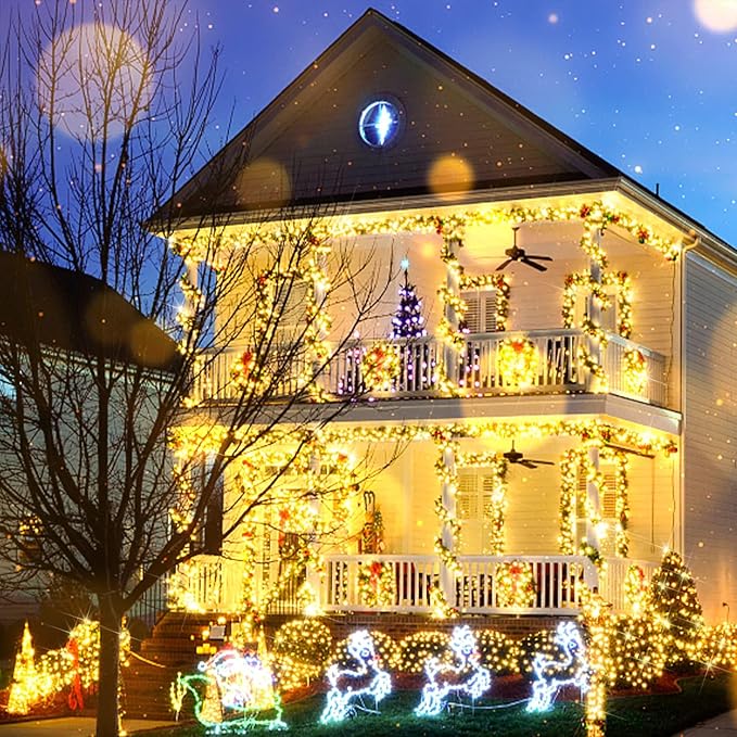 suddus 200 Led Connectable Christmas Lights Outdoor Waterproof, 66ft Fairy Lights Plug in with Remote, Warm White Christmas Tree Light Indoor for Bedroom, Dorm, Xmas Party, Porch, Patio, Garden Decor