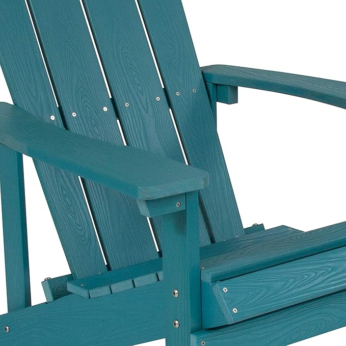 Flash Furniture Charlestown Poly Resin Adirondack Chair - Sea Foam - All Weather - Indoor/Outdoor - Set of 4