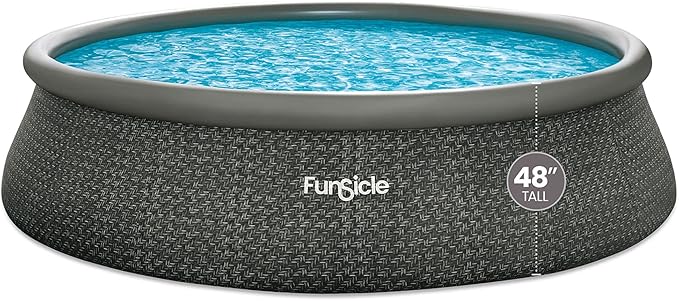 Funsicle Quickset 18ft x 48in Round Inflatable Above Ground Swimming Pool with Filter Pump – Easy Setup with Top Ring Design