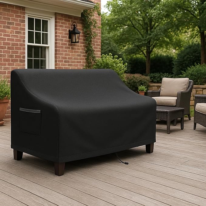 Outdoor Sofa Cover, Waterproof Patio Furniture Cover 78.7W x 38.2D x 35H inches Heavy Duty 600D Oxford Fabric Black