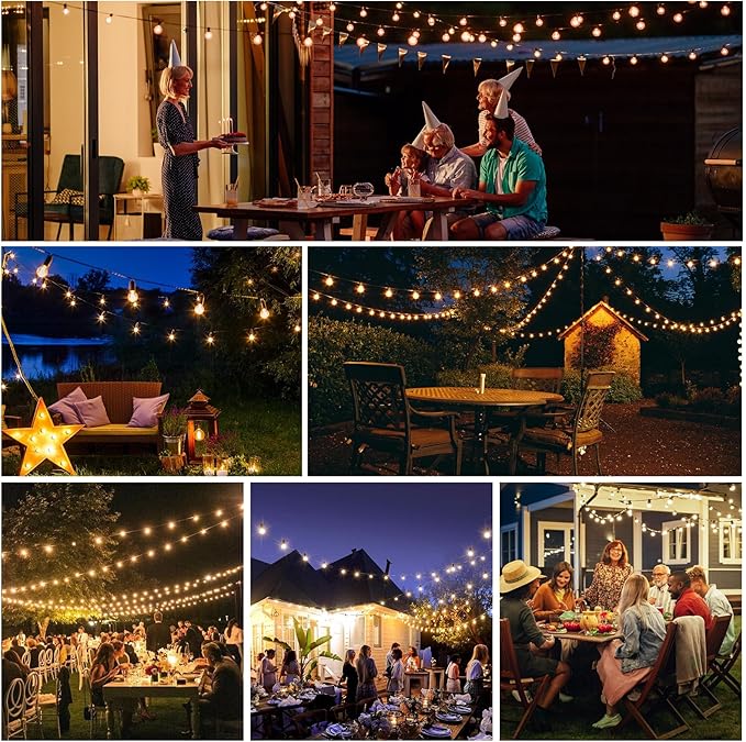 G40 Globe String Lights 60ft LED Shatterproof Hanging Patio Lights, 20+2 Bulbs, Waterproof Connectable for Indoor Outdoor Decor Garden Camping Backyard Valentine's Day Gifts for Men Him Hubby