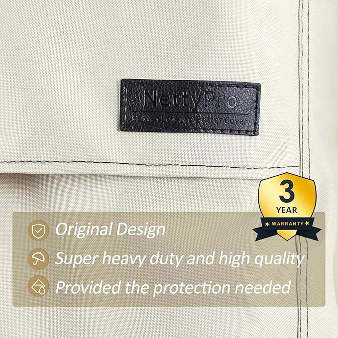 NettyPro Waterproof Patio Chair Covers 2 Pack, 600D Heavy Duty Outdoor Seat Cover, 26W x 28W x 28H inch, Beige