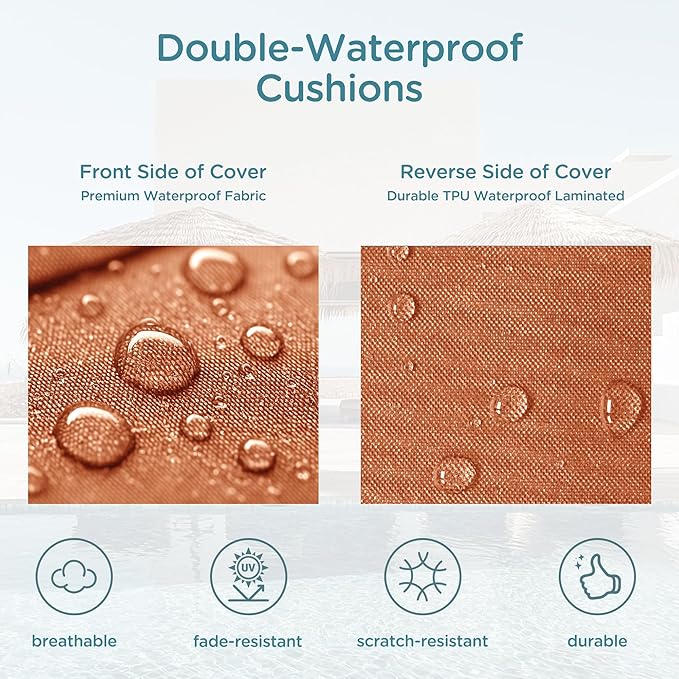 Codi Outdoor Lounge Chair Cushion, Chaise Cushions for Patio Furniture, Double Waterproof Fabric for Pool, Garden, Beach, 72 x 22.5 x 3.5 Inch 1PK Spice