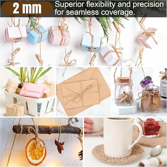 Jute Twine 2mm 4000 Feet Long Natural Jute Twine String for Garden, Crafts, Plant Tying, Gift Packing, DIY Projects(5Rolls, 800Feet/Roll)