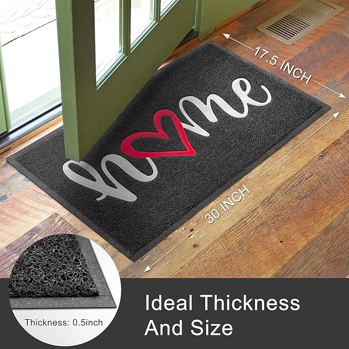 KILOCOCO Door Mat Outdoor Doormat Welcome Mat, Funny Home Mats Non-Slip Front Door Mat for Entrance, Easy Clean Indoor Door Mats for Garage, Yard, Patio, High Traffic Areas 18"x30", Black