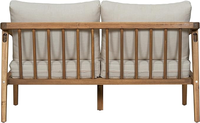 Christopher Knight Home Westin Acacia Wood Patio Loveseat Sofa with Cushion, Outdoor 2-Seater Sofa with Removable Cushions, Patio Furniture Sofa for 2, Teak+Beige