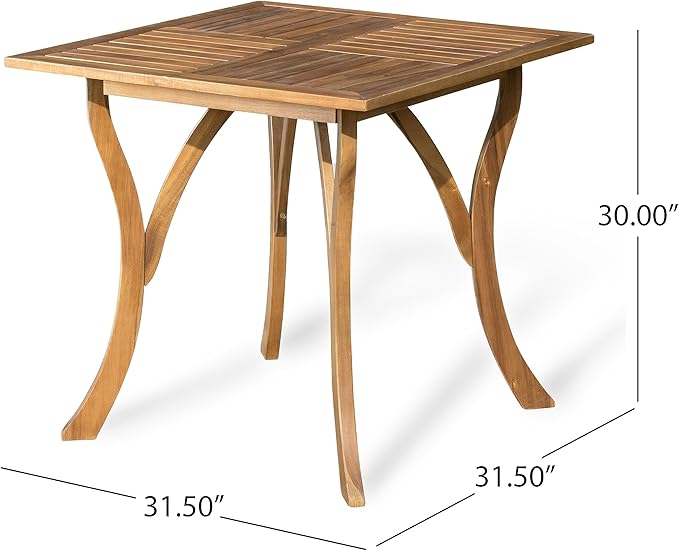 Christopher Knight Home Hermosa Acacia Wood Dining Set, 5-Pcs Set, Teak Finish