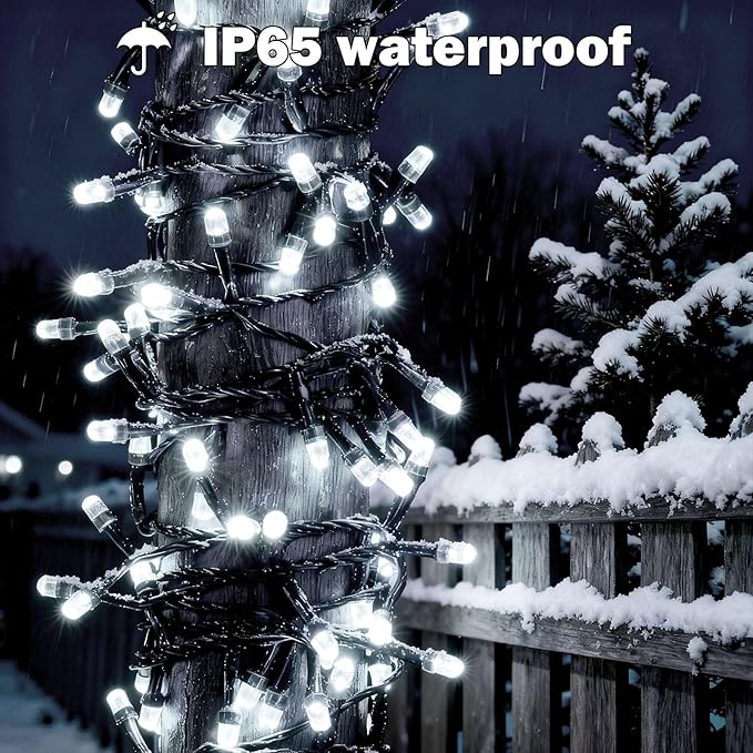 SOLARBABY Solar Christmas Lights Outdoor,142Ft 400 LED White Solar String Lights Outdoor with Remote,19 Modes Waterproof Christmas String Light for Garden Patio Xmas Tree Christmas Decoration