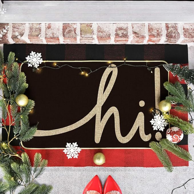 Artoid Mode Black Hi Doormat, Home Decor Low-Profile Switch Rug Welcome Door Mat Floor Mat for Front Door Indoor Outdoor 17x29 Inch