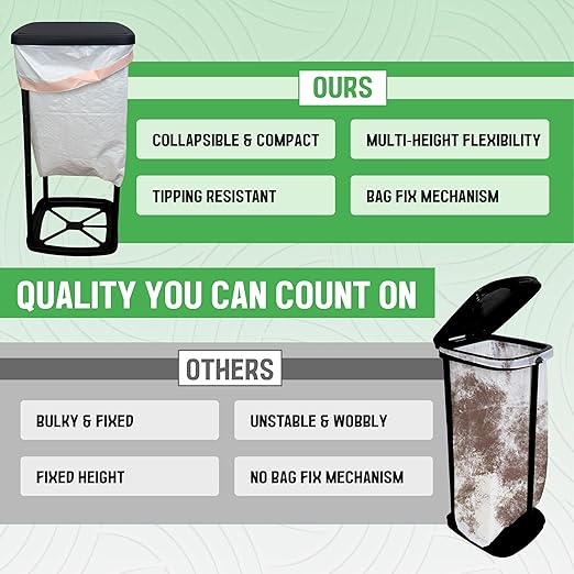 Roamix Collapsible Trash Can with Carrying Bag – Foldable Indoor/Outdoor 13 Gallon Garbage Bin for Camping, Parties, Home & Events – Quick Assembly Pop-Up Trash Holder