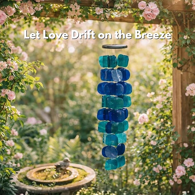 Solange & Frances Capiz Shell Wind Chimes for Outside - Elegant Wind Chimes for Home, Front Porch Decor or Patio Decor. Unique Valentines Day Gifts, Gifts for Mom and Gift for Men (Peacock)