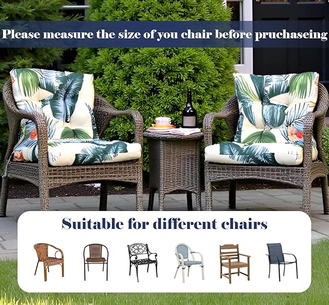 Outdoor Patio Chair Cushions with Ties Non-Slip Tufted Outdoor Chair Cushion for Patio Furniture Garden Thicken Outdoor Seat Pads Dark Green 41.7"*20.8"*3.5"