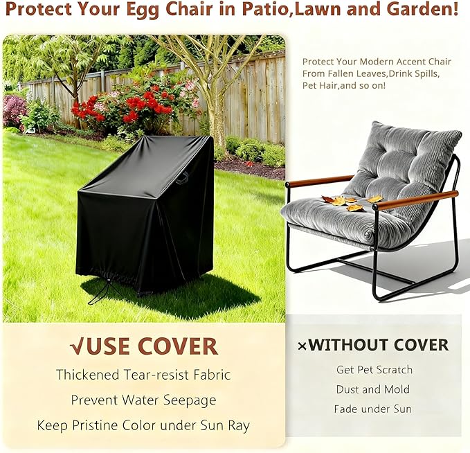 Cover for Modern Accent Chair,Waterproof Living Room Chairs Covers, Patio,Bedroom Seat-Cover(29.5"Wx34.6"Dx29.5"H)