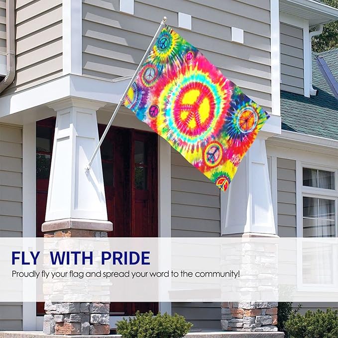 Tie Dye Peace Flag 3x5 Ft Breeze Rainbow Color Hippie Flag Outdoor Indoor Outside Garden Yard Banner Decorative With Metal Grommets Sign