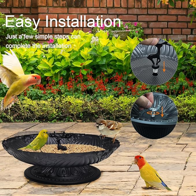 Ground Bird Feeder for Outdoors,11 Inches Metal Platform Bird Feeders Tray for The Garden/Backyard(1pack)