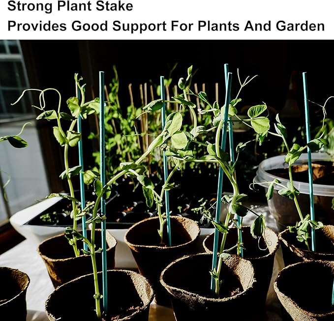50 PCS 18" Plant Sticks Support, Green Bamboo Sticks, Garden Wood Plant Stakes, Floral/Orchid/Tomato Plant Support Stakes, Wooden Sign Posting Garden Sticks