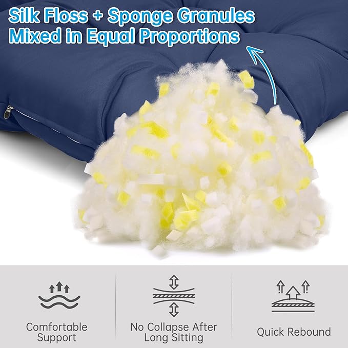 Adirondack Chair Cushion Tufted Waterproof Outdoor Rocking Chair Cushions with Ties Anti-Slip High Back Patio Chair Cushions for Patio Furniture Cushions